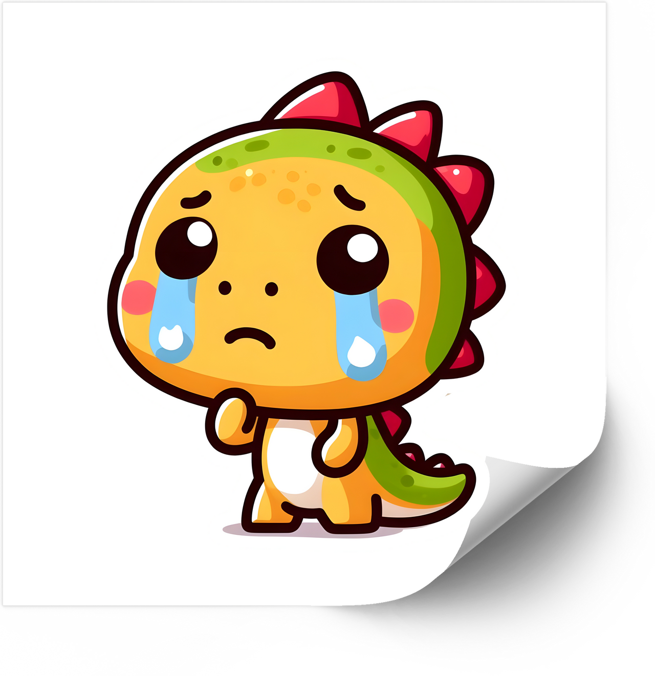 Crying Baby Dinosaur Kawaii Colorful Dino Sticker | Adorable Sad Trex Vinyl Decal