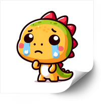 Thumbnail for Crying Baby Dinosaur Kawaii Colorful Dino Sticker | Adorable Sad Trex Vinyl Decal