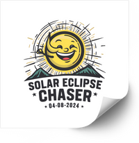 Thumbnail for Solar Eclipse Chaser 04-08-2024 Sticker | Funny Smiling Sun Mountain Vinyl Decal