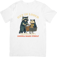 Thumbnail for Get In Loser Trouble Aint Gonna Make Itself Raccoon Opossum T-Shirt | Funny Vintage Animal Graphic Tee