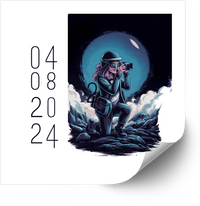 Thumbnail for Woman Photographer With Binoculars Solar Eclipse April 2024 Sticker | Bold Artistic Event Vinyl Decal