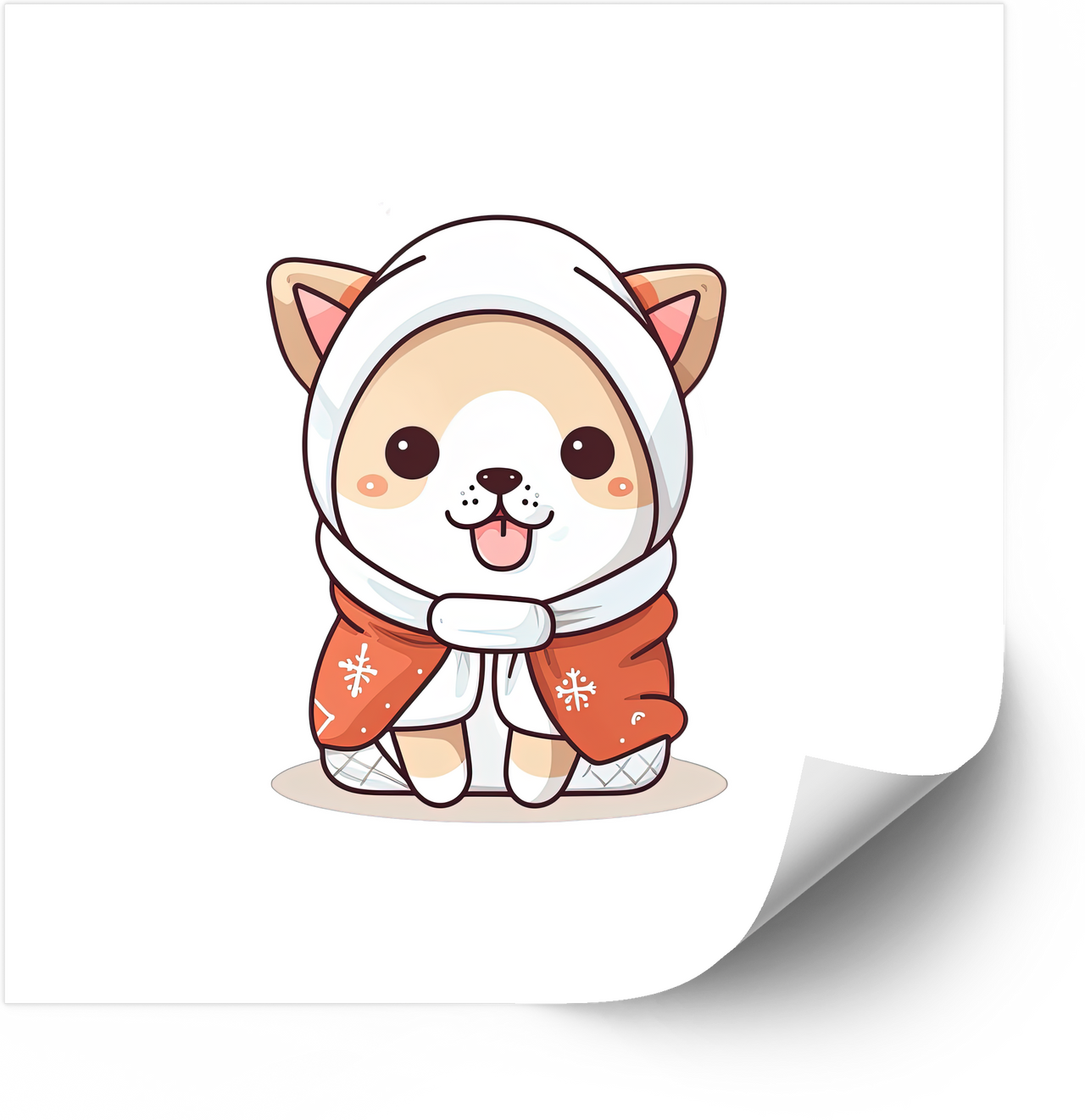 Cute Corgi Dog In Winter Christmas Snowflake Cloak Sticker | Kawaii Holiday Puppy Vinyl Decal