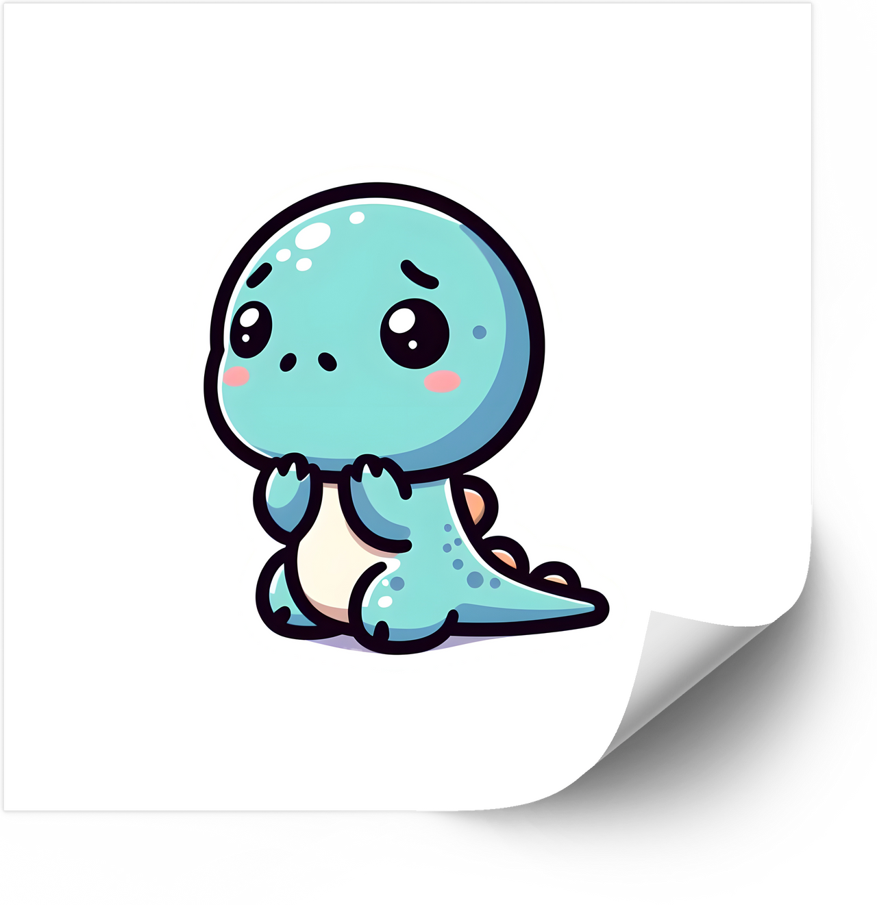 Cute Sad Baby Dinosaur Kawaii T-Rex Sticker | Adorable Pouting Dino Vinyl Decal