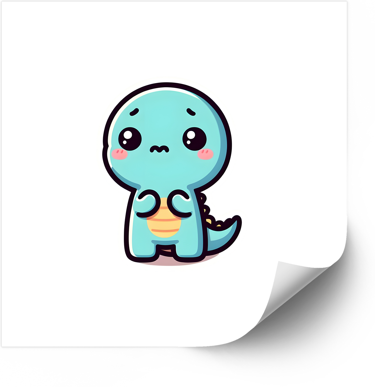 Sad Baby Blue Dinosaur Kawaii Pouty Dino Sticker | Adorable Upset T-Rex Vinyl Decal