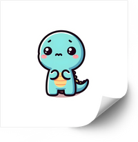 Thumbnail for Sad Baby Blue Dinosaur Kawaii Pouty Dino Sticker | Adorable Upset T-Rex Vinyl Decal