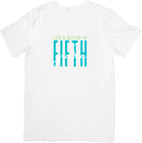 Thumbnail for Lifes Better In Fifth Gear Teal Bold T-Shirt | Retro Automotive Graphic Tee