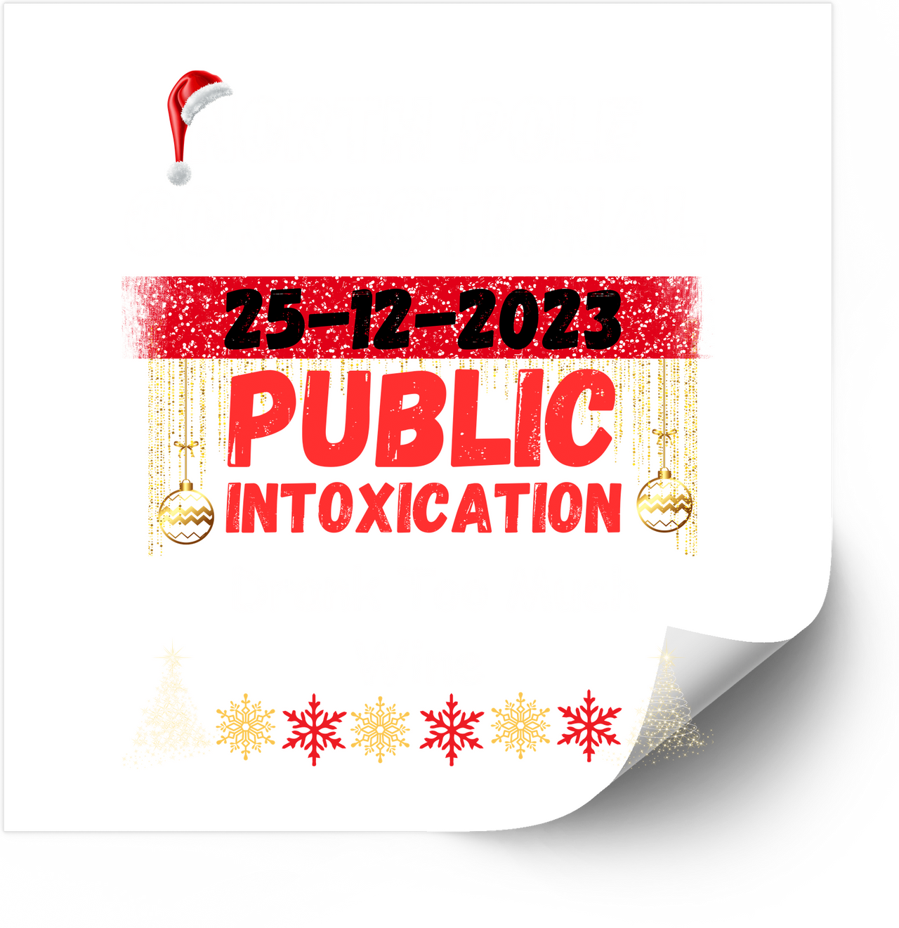 North Pole Public Intoxication Christmas Glitter Sticker | Funny Holiday Party Vinyl Decal
