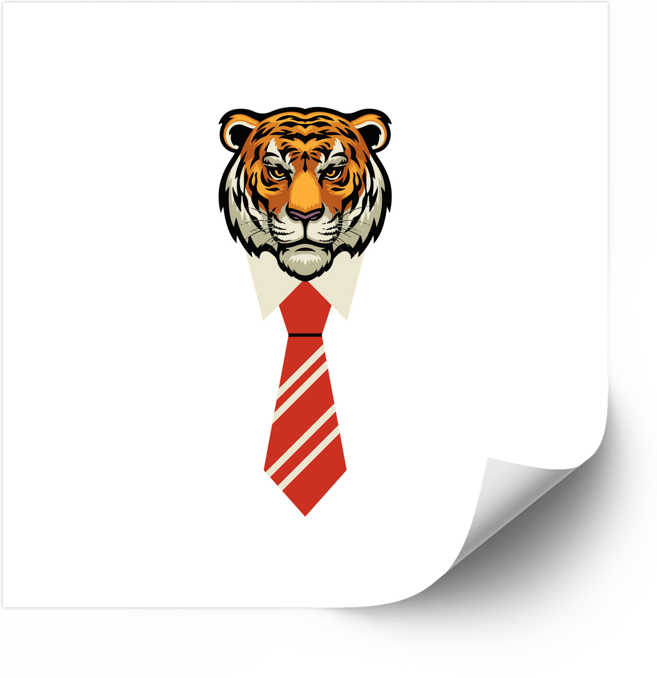 Tiger Head In Business Tie Bold Illustration Sticker | Funny Professional Animal Vinyl Decal