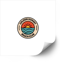 Thumbnail for Golden Sunset Beach Club Retro Badge Sticker | Vintage Coastal Summer Vinyl Decal