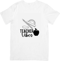 Thumbnail for Teacher Vibes Apple Ruler Pencil T-Shirt | Minimalist Back To School Graphic Tee | Teacher Gift