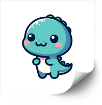Thumbnail for Cute Happy Baby Dinosaur Kawaii Green T-Rex Sticker | Adorable Smiling Dino Vinyl Decal