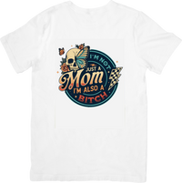 Thumbnail for Im Not Just A Mom Im Also A Baddie Skull Butterfly T-Shirt | Retro Funny Mom Graphic Tee | Mothers Day Gift